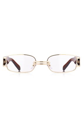 عینک آفتابی مشکی زنانه 56 UV400 فلزی مات مستطیل کد 471606204