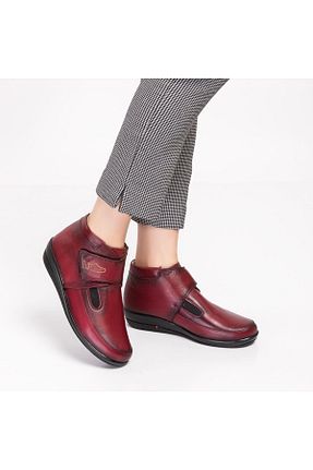 بوت / نیم بوت زرشکی زنانه چرم خالص Dia Comfort - کد 49009460