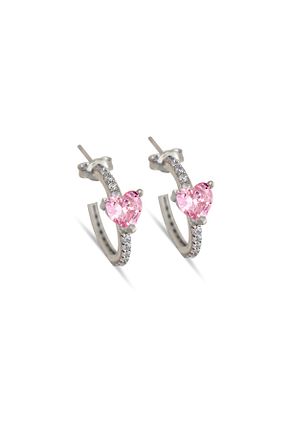 گوشواره نقره صورتی زنانه 925 عیار Silveranka - کد 470875997