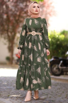 لباس خاکی زنانه رگولار بافت پنبه - پلی استر کد 58719587