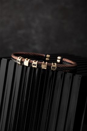 دستبند طلا قهوه ای مردانه 14 عیار Cenova Jewelry - کد 472435234