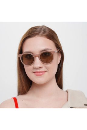 عینک آفتابی بژ زنانه 48 UV400 سایه روشن گرد کد 471626784