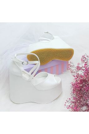 کفش پاشنه بلند پر سفید زنانه پاشنه بلند ( +10 cm) چرم مصنوعی پاشنه پر کد 205146361