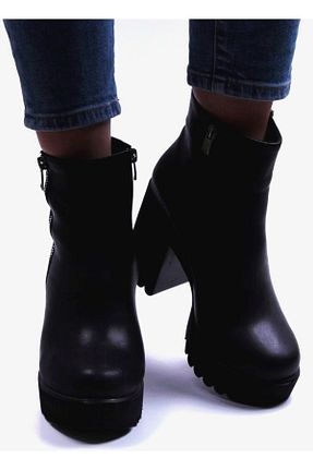 بوت / نیم بوت مشکی زنانه جیر YUKKİ SHOES - کد 354906309