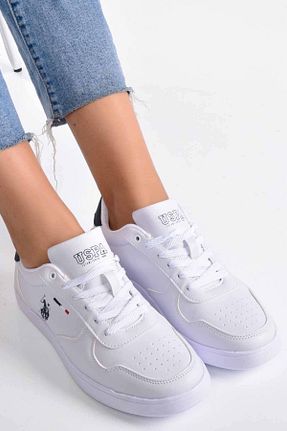 کفش اسنیکر سفید زنانه چرم اصل U.S. Polo Assn. - کد 472901571