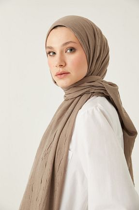شال قهوه ای زنانه پنبه ای LOSYANA - کد 364180249
