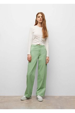 شلوار جین سبز زنانه پاچه گشاد MANGO Teen - کد 336412072