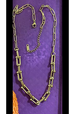 گردنبند استیل ( فولاد ) طلائی زنانه استیل (فولاد) ŞULES - کد 375966277