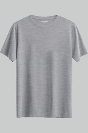 تی شرت طوسی زنانه رگولار پنبه (نخی) یقه گرد کد 474505708