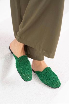 دمپائی سبز زنانه پاشنه کوتاه ( 4 - 1 cm ) پاشنه ساده حصیری کد 473428716