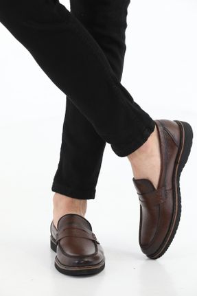 کفش کلاسیک قهوه ای مردانه چرم طبیعی پاشنه کوتاه ( 4 - 1 cm ) پاشنه ساده کد 473568398
