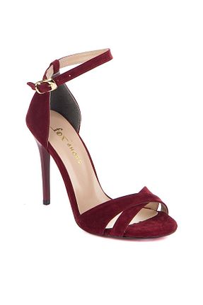 کفش پاشنه بلند کلاسیک زرشکی زنانه جیر Fox Shoes - کد 8029460