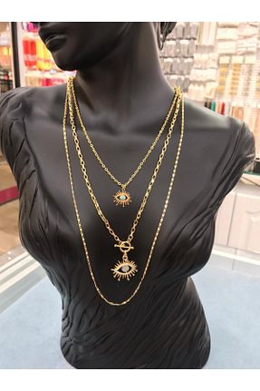 گردنبند جواهر طلائی زنانه برنجی sema aksesuar - کد 57666475