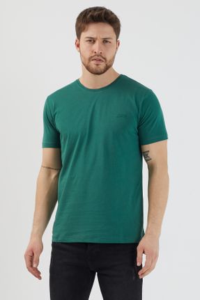 تی شرت خاکی مردانه رگولار یقه گرد تکی بیسیک کد 79875476
