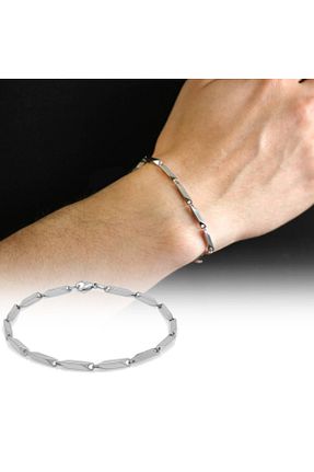 دستبند استیل (فولاد) نباتی مردانه استیل (فولاد) Gümüş Hediye Al - کد 95195381