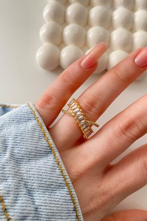 انگشتر استیل طلائی زنانه روکش نقره کد 475795995