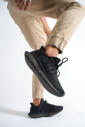 کفش اسنیکر مشکی مردانه بند دار تریکو کد 41088602