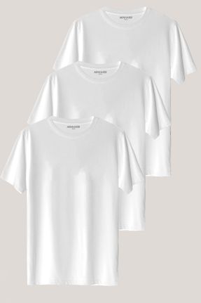 تی شرت سفید زنانه رگولار یقه گرد 3