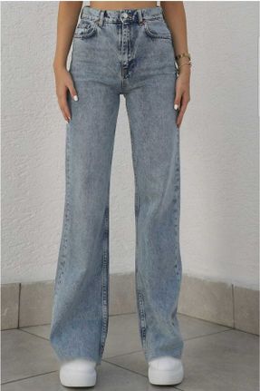 شلوار جین آبی زنانه پاچه لوله ای فاق بلند کد 474514064