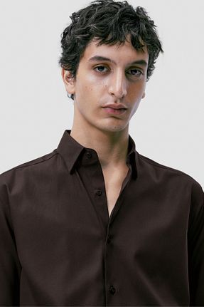 پیراهن قهوه ای مردانه رگولار alenmeza - کد 475381942