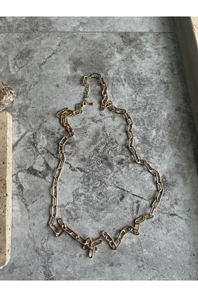 گردنبند استیل ( فولاد ) طلائی زنانه استیل ضد زنگ dewo takı - کد 475144695