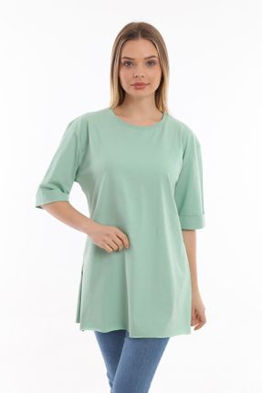 تی شرت سبز زنانه اورسایز یقه گرد کد 237181556