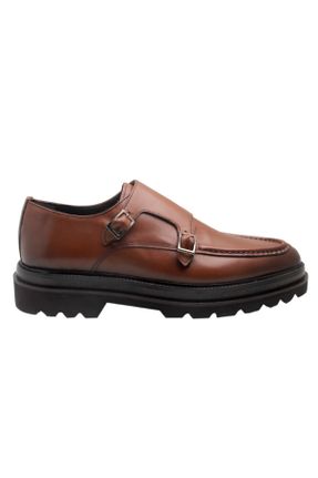 کفش کلاسیک قهوه ای مردانه چرم طبیعی پاشنه متوسط ( 5 - 9 cm ) پاشنه ضخیم کد 474821510
