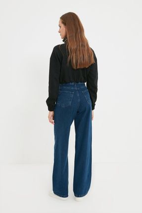 شلوار جین آبی زنانه پاچه لوله ای فاق بلند کد 474641330