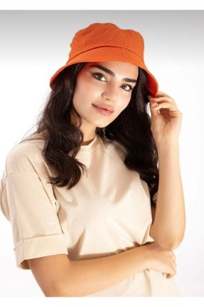 کلاه نارنجی زنانه پنبه (نخی) کد 475832559