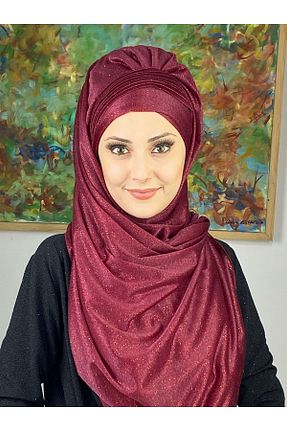 روسری زرشکی شیفون BUTİKAMBAR - کد 483588568