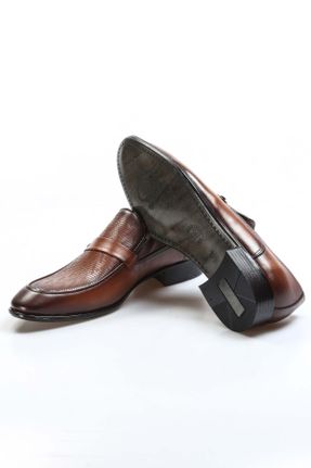 کفش کلاسیک قهوه ای مردانه چرم طبیعی پاشنه کوتاه ( 4 - 1 cm ) پاشنه ساده کد 496627155