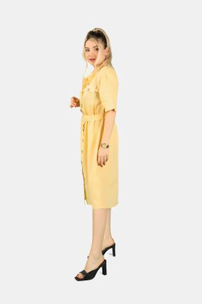 لباس زرد زنانه بافتنی کتان رگولار کد 278883773