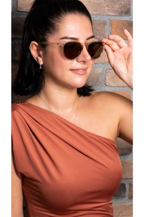 عینک آفتابی قهوه ای زنانه 54 پلاریزه مات هندسی کد 286570034