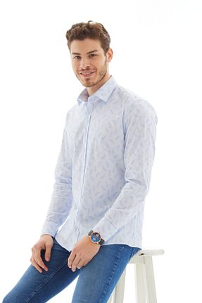 پیراهن آبی مردانه اسلیم فیت RAVANELLI - کد 469507253