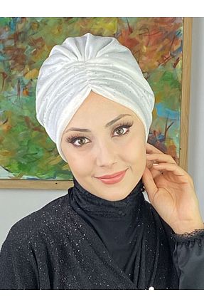 روسری سفید شیفون BUTİKAMBAR - کد 560466046