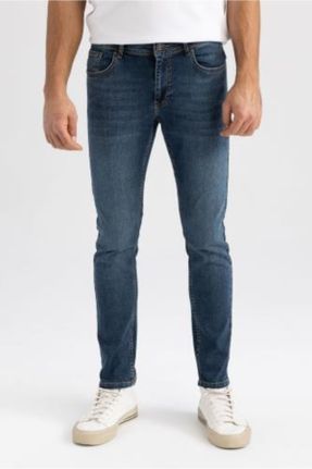 شلوار جین آبی مردانه پاچه تنگ پنبه (نخی) استاندارد کد 627462657