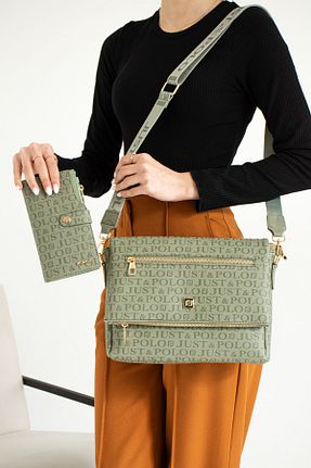 کیف پستچی سبز زنانه چرم مصنوعی Just Polo - کد 531858597