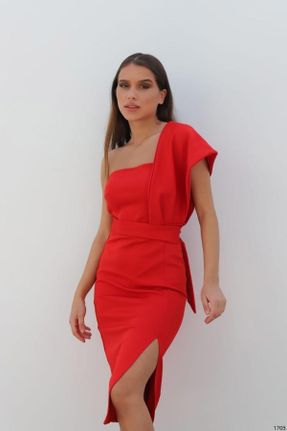 لباس قرمز زنانه بافتنی ویسکون رگولار کد 627279009