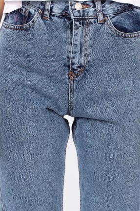 شلوار جین آبی زنانه پاچه لوله ای فاق بلند استاندارد کد 635031585
