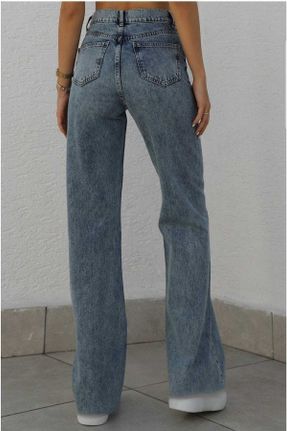 شلوار جین آبی زنانه پاچه گشاد فاق بلند جین کد 634798135