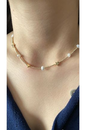 گردنبند جواهر طلائی زنانه منجوق کد 635661781
