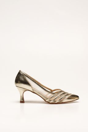 کفش کلاسیک طلائی زنانه چرم مصنوعی پاشنه کوتاه ( 4 - 1 cm ) کد 43883248