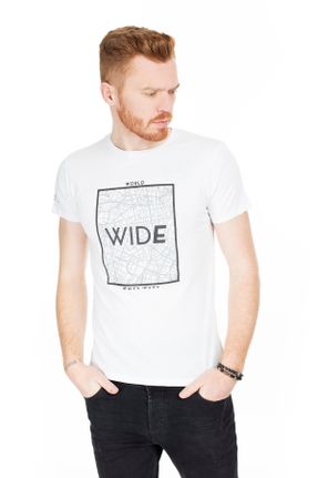 تی شرت سفید مردانه اسلیم فیت یقه گرد پنبه (نخی) کد 43863997