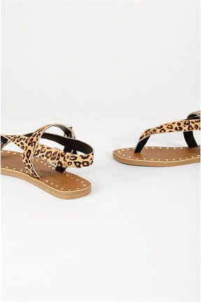 صندل قهوه ای زنانه پاشنه تخت Shoes & More - کد 44449062