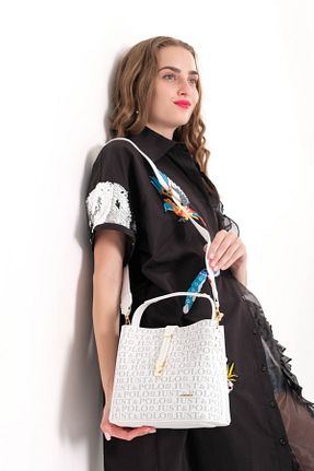 کیف دوشی سفید زنانه چرم مصنوعی Just Polo - کد 45325979