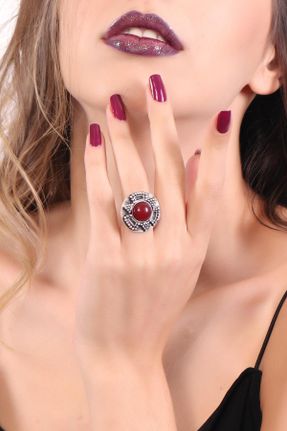 انگشتر جواهر زنانه روکش نقره کد 83052021