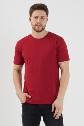 تی شرت زرشکی مردانه یقه گرد رگولار تکی بیسیک کد 79873521