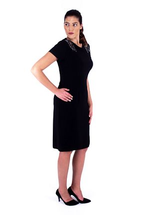 لباس مجلسی سایز بزرگ مشکی زنانه یقه دوچرخه Nidya Moda - کد 34115958
