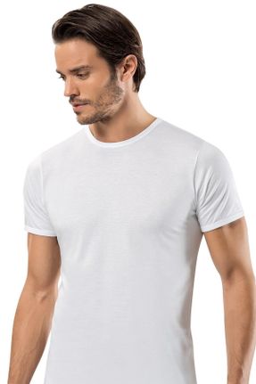 تی شرت سفید مردانه یقه گرد مودال کد 635647128