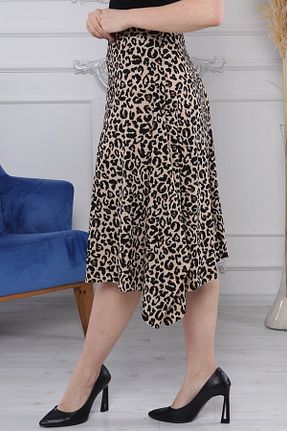 دامن سایز بزرگ قهوه ای زنانه بافت Gül Moda - کد 95956533